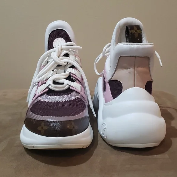 Authentic Archlight Louis Vuitton sneakers burgandy and pink (with dust bags) - Picture 3 of 11